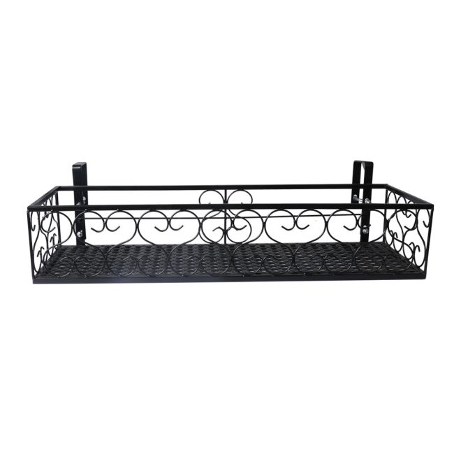 Plant Holder Plant Stand Hanging Flower Pot Basket Garden Wall Rack Shelf Rectangle – Black