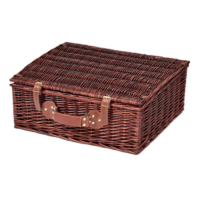 Picnic Basket 4 Person Baskets Set Insulated Wicker Outdoor Blanket Gift Storage