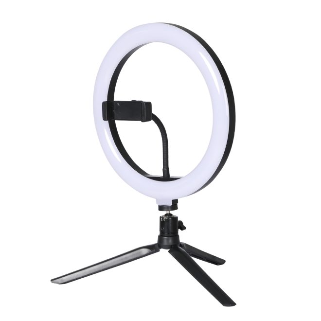 LED Ring Light with Tripod Stand Phone Holder Dimmable Studio Photo Makeup Lamp – 3 Phone Holder