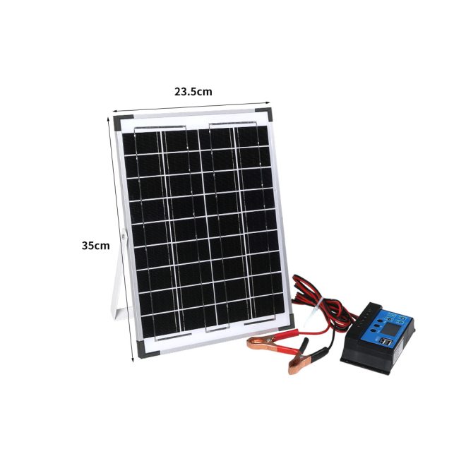 12V 10W Solar Panel Kit MONO Caravan Regulator RV Camping Power Charging