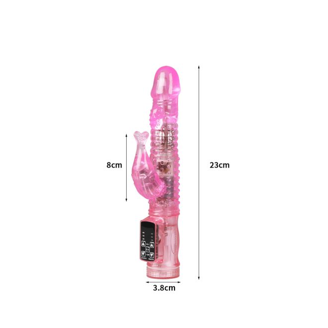 Pink Multi Speed Rotating Vibrator Dildo Dong Rabbit Clitoris Stimulator Sex Toy