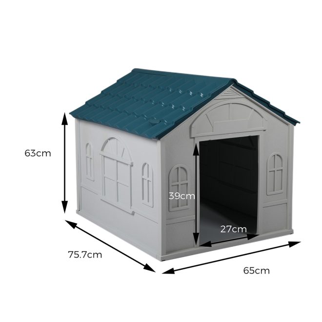 Dog Kennel Outdoor Indoor Pet Plastic Garden Large House Weatherproof Outside – 75.7 x 65 x 63.2 cm