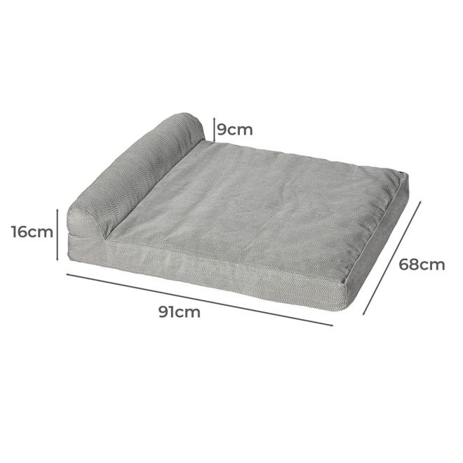 Pet Bed Chew Proof Memory Foam Orthopedic Waterproof Inner Washable Grey L