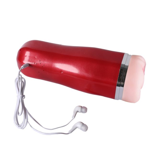 Male Vibrating Masturbation Cup Vagina Suction Licking Cup Masturbator Sex Toy Red