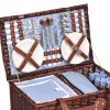 Picnic Basket 4 Person Baskets Set Insulated Wicker Outdoor Blanket Gift Storage