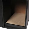 Enclosed Hooded Cat Litter Box Furniture Scratch Board Side Table – Black