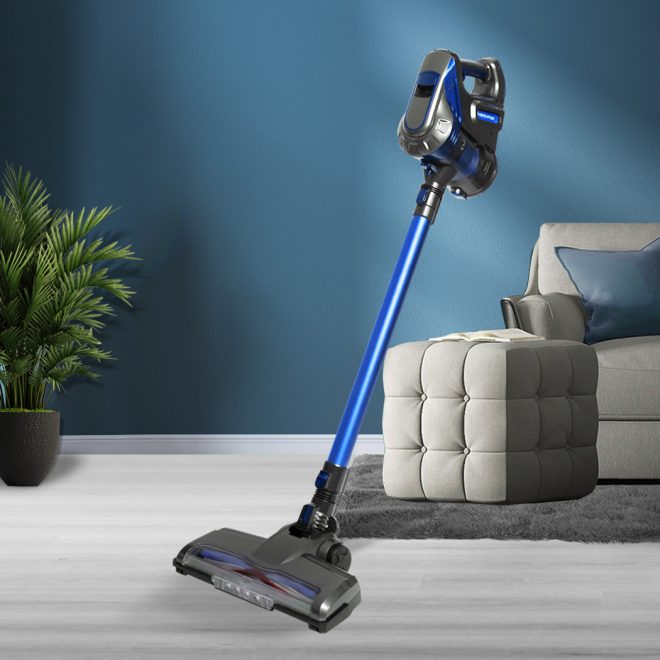 150W Handheld Vacuum Cleaner Cordless Stick Vac Bagless Rechargeable Wall Mounted – Blue