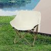 Folding Camping Moon Chair Lightweight Outdoor Chairs Portable Seat Beige