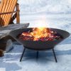 2IN1 Steel Fire Pit Bowl Firepit Garden Outdoor Patio Fireplace Heater 70cm