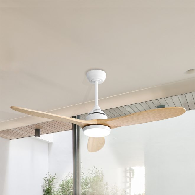 Spector 52” Ceiling Fan LED Light DC Motor Remote Control 5 Speed Wooden Blade