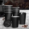 100 Pcs 16oz Disposable Takeaway Coffee Paper Cups Triple Wall Take Away w Lids