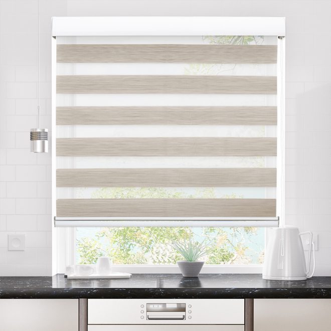 Blackout Zebra Roller Blind Curtains Double Window Sunshade 90×210 White