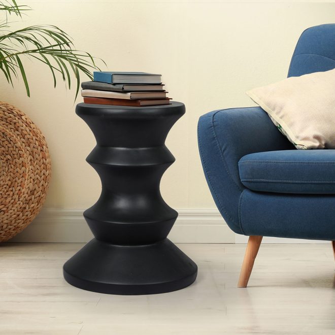 Baird Side Table Geometric Chess Shape Magnesia Stool Stone Style Top 31cm