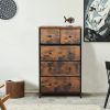 Storage Cabinet Tower Chest of Drawers Dresser Tallboy Drawer Retro Brown