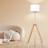 Tripod Floor Lamp Wooden Modern Reading Light Adjustable Night Home Decor