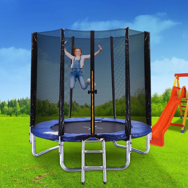 Trampoline Round Trampolines Enclosure Safety Net Mat Pad Spring Ladder 8FT