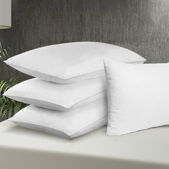 Pillows Bed 4 Pack Home Hotel Soft Family Cotton Cover Standard Size Firm