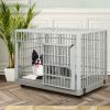 Dog Crate Pet Kennel Indoor Sturdy ABS Plastic Wheels Double Door L