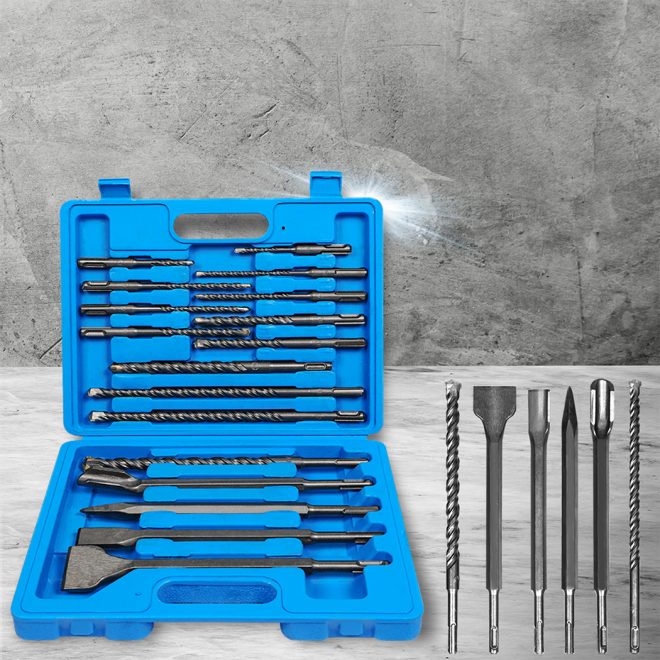 Drill Bits Set Chisel SDS Plus Rotary Hammer Masonry Concrete 17PCS