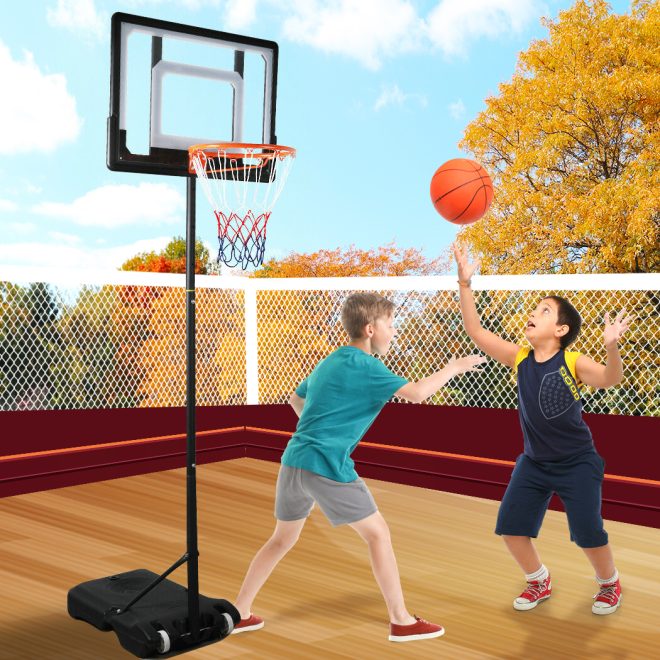 Basketball Hoop Stand System Ring Portable 2.1M Adjustable Height Kids In Ground