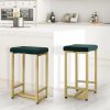 Bar Stools Backless Velvet Upholstered  Metal Kitchen Counter Chairs x2