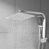 Rain Shower Head Set Silver Square Brass Taps Mixer Handheld High Pressure 8″