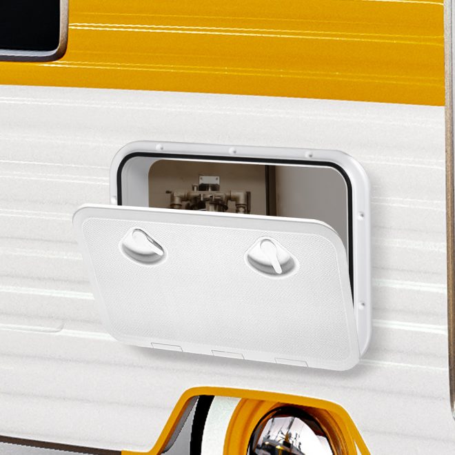 Access Hatch White Lid Locked Caravan Storage Boat RV Camper 440x315mm