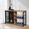 Industrial Bar Cabinet Wine Steamrack Glasses Farmhouse Adjustable 120CM