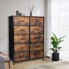 Storage Cabinet Tower Chest of Drawers Dresser Tallboy Drawer Retro Brown