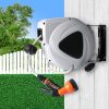 Garden Hose Reel Retractable Spray Gun Nozzle Water Wall Bracket Auto Rewind 10M