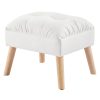 Accent Ottoman Chair Footstool Leathaire Vanity Makeup Stool Lounge White