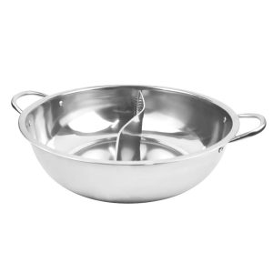 Stainless Steel Twin Mandarin Duck Hot Pot Induction Cookware – 34 cm, Without Lid