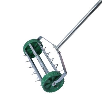 Lawn Aerator Roller Scarifier Rolling Steel Spike Tool Garden Yard Farm Grass