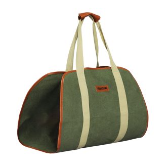 Firewood Bag Durable Canvas Leather Fire Wood Carrier Log Holder Tote