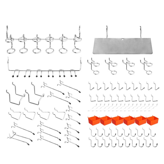 Pegboard Hooks Storage Bins Hanger Locks Parts Steel Tray Organizer Bin 138PC