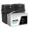 12V 135Ah AGM Battery Outdoor Rv Marine 4WD Deep Cycle & W/ Strap Battery Box