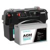 12V 100Ah AGM Battery Outdoor Rv Marine 4WD Deep Cycle & W/ Strap Battery Box