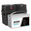 12V 170Ah AGM Battery Outdoor Rv Marine 4WD Deep Cycle & W/ Strap Battery Box