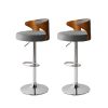 1x Bar Stools Kitchen Gas Lift Wooden Beech Stool Chair Swivel Barstools – Grey and Silver