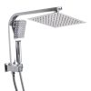 Rain Shower Head Set Silver Square Brass Taps Mixer Handheld High Pressure 8″