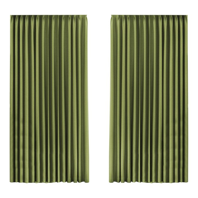 2XBlockout Curtains Chenille Blackout Draperies Eyelet Day 240×250 Green