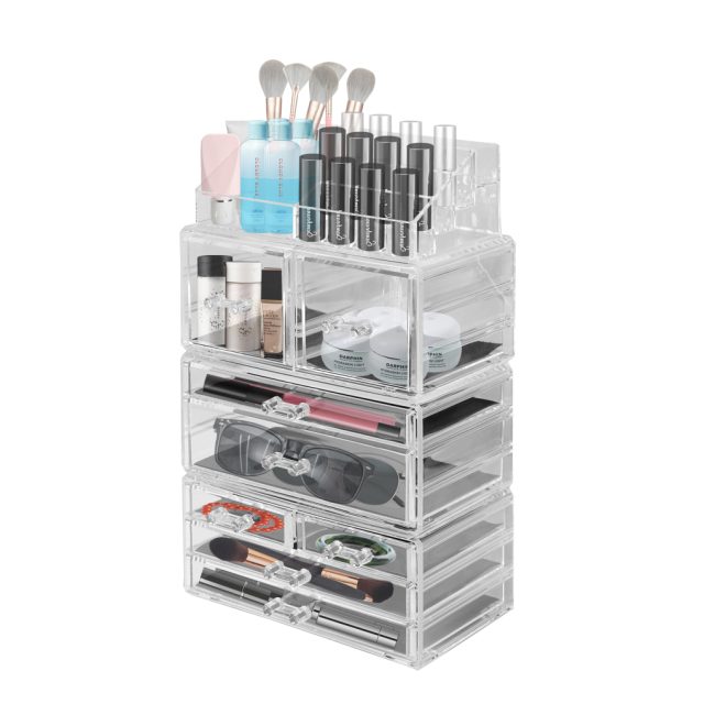 Cosmetic 8 Drawer Makeup Organizer Storage Jewellery Holder Box Acrylic Display