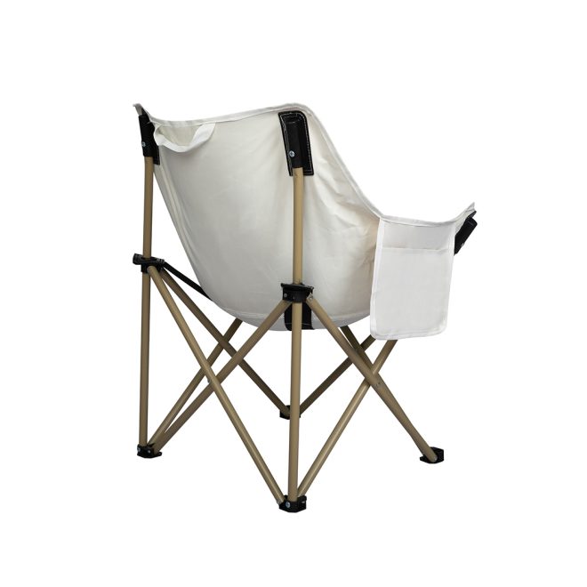 Folding Camping Moon Chair Lightweight Outdoor Chairs Portable Seat Beige