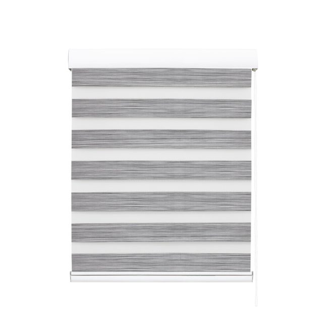 Blackout Zebra Roller Blind Curtains Double Window Sunshade 60×210 Grey