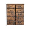 Storage Cabinet Tower Chest of Drawers Dresser Tallboy Drawer Retro Brown