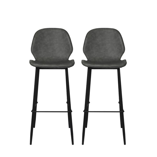 2x Bar Stool Counter Chair PU Leather Kitchen Pub Restaurant Padded Seat