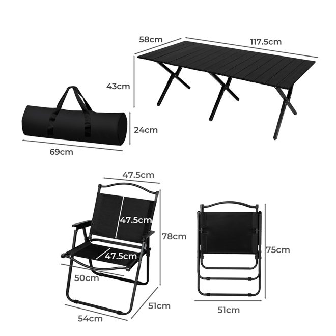 Folding Camping Table Chair Set Portable Picnic Outdoor Foldable Chairs