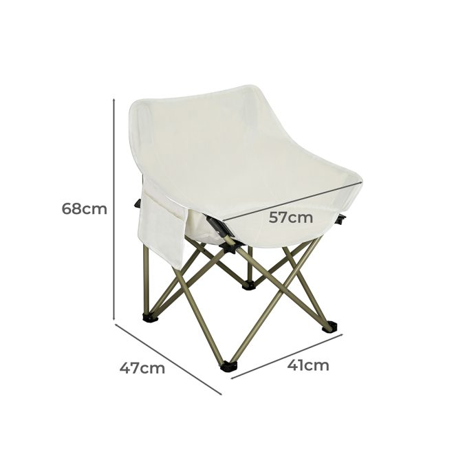 Folding Camping Moon Chair Lightweight Outdoor Chairs Portable Seat Beige