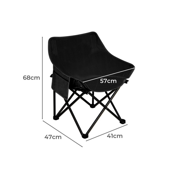 Folding Camping Moon Chair Lightweight Outdoor Chairs Portable Seat Black