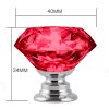 16 Pcs Red Crystal Knobs Diamond 40mm Diameter Door Cabinet Handle